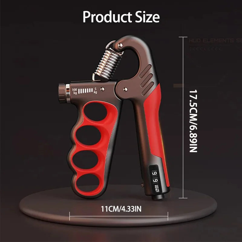 GripPro Adjustable Hand Strengthener (5–100 kg) with LCD Counter