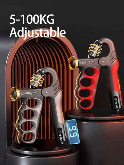 GripPro Adjustable Hand Strengthener (5–100 kg) with LCD Counter