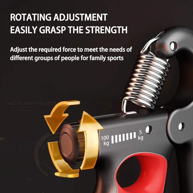 GripPro Adjustable Hand Strengthener (5–100 kg) with LCD Counter